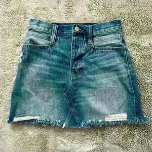 Madewell Rigid Denim A-Line‎ Distressed Jean Skirt Women's Size 26